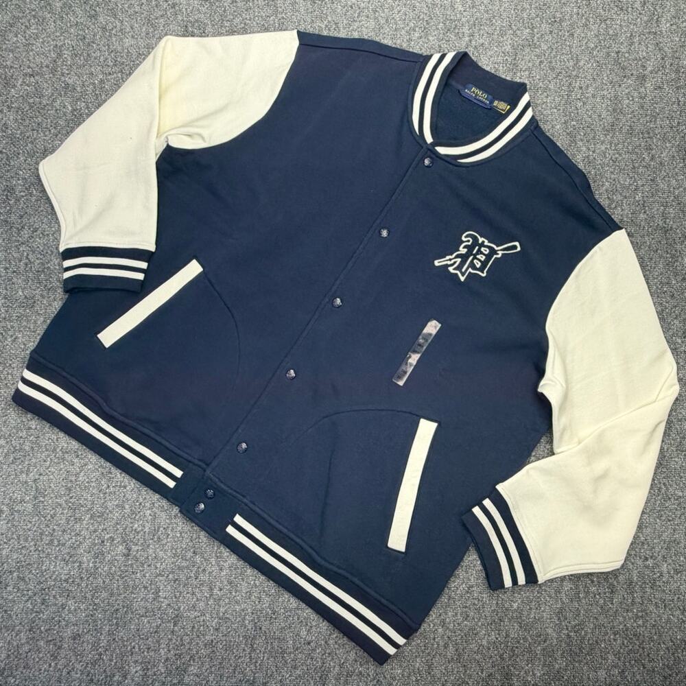 Polo Ralph Lauren Mens 3XB Big Tall Varsity Bomber Jacket Navy White NWOT